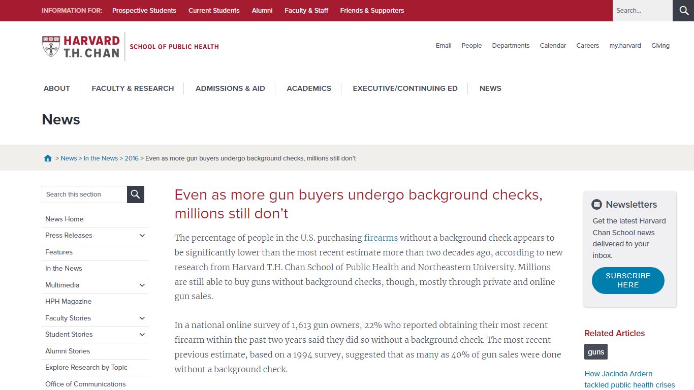 Gun purchase background checks increasing | News | Harvard T.H. Chan ...